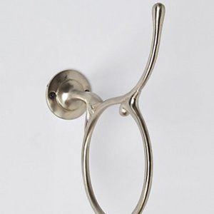 Anthropologie Nouveau Wall Hook Decorative Silver Metal Round